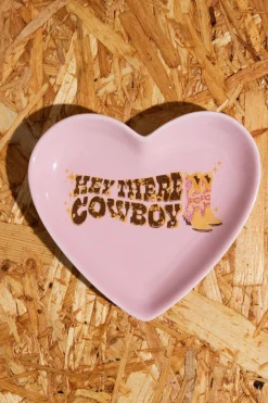 Daisy Street Accessories | Homeware-Heart Trinket Tray With Cowboy Print