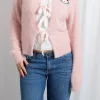 Women Daisy Street Cardigans-Hello Kitty Fluffy Tie Cardigan