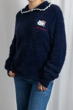 Women Daisy Street Hoodies & Sweatshirts-Hello Kitty Brushed Knit Jumper