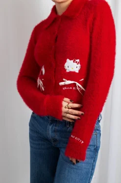 Women Daisy Street Cardigans-Hello Kitty Button Up Cardigan