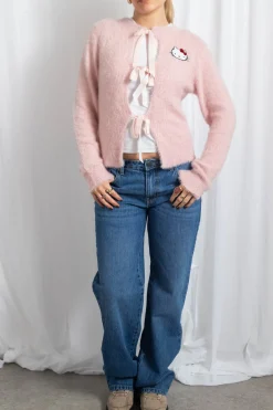 Women Daisy Street Cardigans-Hello Kitty Fluffy Tie Cardigan