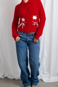 Women Daisy Street Cardigans-Hello Kitty Button Up Cardigan