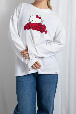 Women Daisy Street Tops | T-Shirts-Hello Kitty Long Sleeve T-Shirt With Bow Graphic