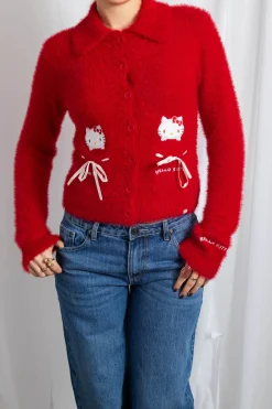 Women Daisy Street Cardigans-Hello Kitty Button Up Cardigan
