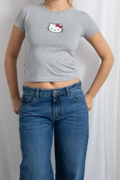 Women Daisy Street Tops | T-Shirts-Hello Kitty Cropped Baby Tee