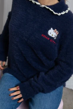 Women Daisy Street Hoodies & Sweatshirts-Hello Kitty Brushed Knit Jumper