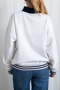 Women Daisy Street Hoodies & Sweatshirts-Hello Kitty Funnel Neck Sweatshirt With Navy Contrast