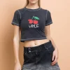 Women Daisy Street Tops | T-Shirts-Hole Cherry Washed Baby Tee With Contrast Stitch