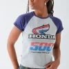 Women Daisy Street Tops | T-Shirts-Honda Racing Raglan Crop Top