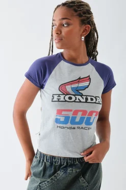 Women Daisy Street Tops | T-Shirts-Honda Racing Raglan Crop Top