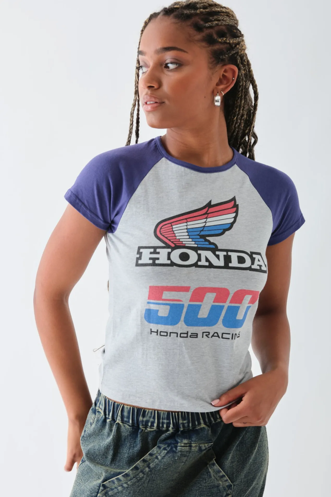 Women Daisy Street Tops | T-Shirts-Honda Racing Raglan Crop Top