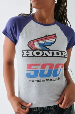 Women Daisy Street Tops | T-Shirts-Honda Racing Raglan Crop Top