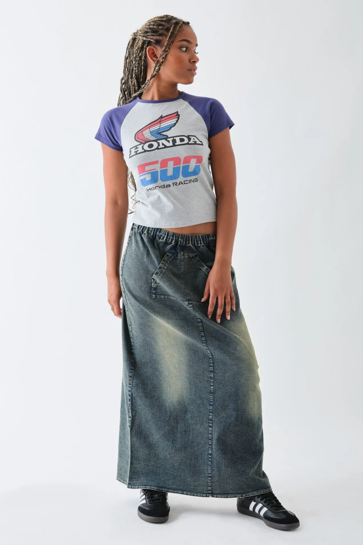 Women Daisy Street Tops | T-Shirts-Honda Racing Raglan Crop Top