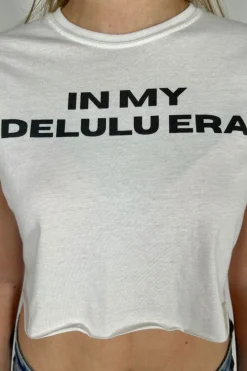 Women Daisy Street T-Shirts-In My Delulu Era Cropped Tee
