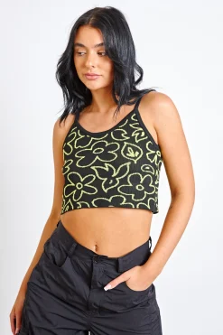 Women Daisy Street Tops-Knitted Cami Top In Scribble Floral