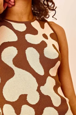 Women Daisy Street Dresses-Knitted Floral Mini Dress
