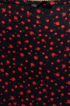 Women Daisy Street Skirts-Knitted Midi Skirt in Ditsy Red Floral