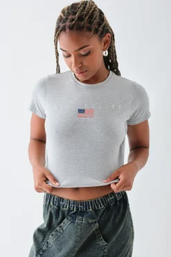 Women Daisy Street T-Shirts-LA Cropped Baby Tee