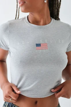 Women Daisy Street T-Shirts-LA Cropped Baby Tee