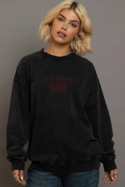 Women Daisy Street Hoodies & Sweatshirts-LA Embroidery Sweat