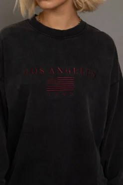 Women Daisy Street Hoodies & Sweatshirts-LA Embroidery Sweat