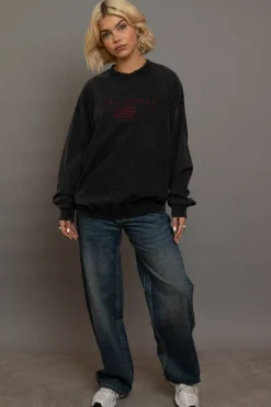 Women Daisy Street Hoodies & Sweatshirts-LA Embroidery Sweat