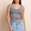 Women Daisy Street Tops-Lace Trim V-Neck Vest Top