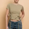 Women Daisy Street Tops | T-Shirts-Lace Up Detail Baby Tee