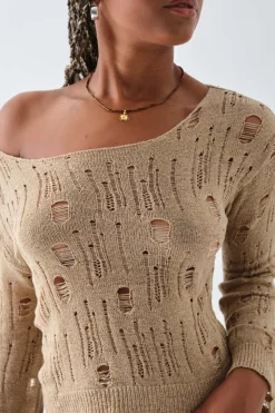 Women Daisy Street Tops-Ladder Knit Top