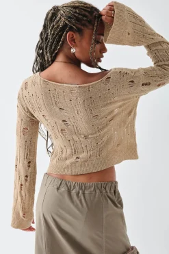 Women Daisy Street Tops-Ladder Knit Top