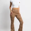 Women Daisy Street Trousers-Leopard Heart Print Flared Trousers