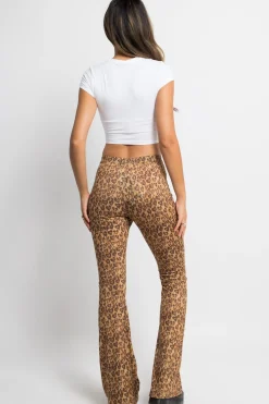 Women Daisy Street Trousers-Leopard Heart Print Flared Trousers