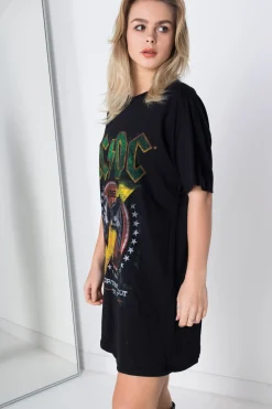 Women Daisy Street T-Shirts-Licensed ACDC 1981 'For Those About To Rock; T-Shirt Dress