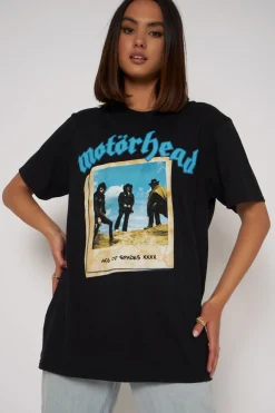 Women Daisy Street T-Shirts-Licensed Relaxed T-Shirt With Motorhead Print