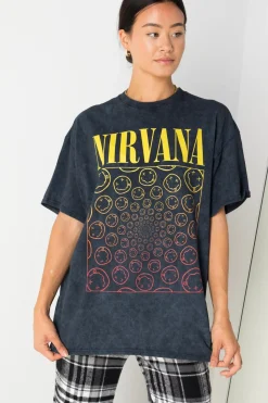 Women Daisy Street T-Shirts-Licensed Relaxed T-Shirt With Nirvana Print