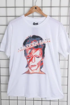 Women Daisy Street T-Shirts-Licensed Relaxed T-Shirt With Bowie Aladdin Sane Print