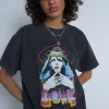 Women Daisy Street T-Shirts-Licensed Relaxed T-Shirt With Bowie Print