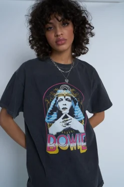 Women Daisy Street T-Shirts-Licensed Relaxed T-Shirt With Bowie Print