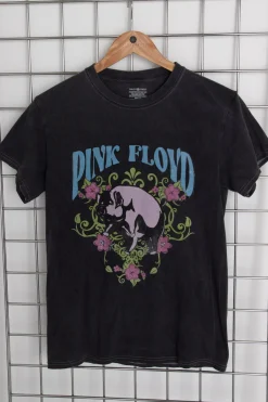 Women Daisy Street T-Shirts-Licensed Relaxed T-Shirt With Pink Floyd Floral Print