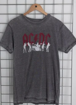 Women Daisy Street T-Shirts-Licensed Relaxed T-Shirt With ACDC Silhouettes Print