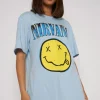 Women Daisy Street T-Shirts-Licensed Relaxed T-Shirt With Nirvana Print