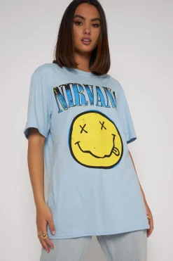 Women Daisy Street T-Shirts-Licensed Relaxed T-Shirt With Nirvana Print