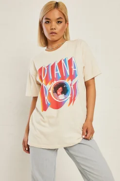 Women Daisy Street T-Shirts-Licensed Relaxed Diana Ross T-Shirt