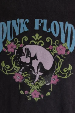 Women Daisy Street T-Shirts-Licensed Relaxed T-Shirt With Pink Floyd Floral Print