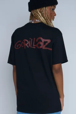 Women Daisy Street T-Shirts-Licensed Relaxed T-Shirt With Gorillaz Print