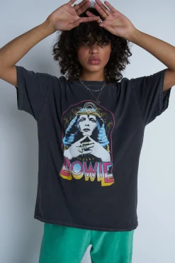 Women Daisy Street T-Shirts-Licensed Relaxed T-Shirt With Bowie Print