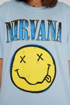 Women Daisy Street T-Shirts-Licensed Relaxed T-Shirt With Nirvana Print