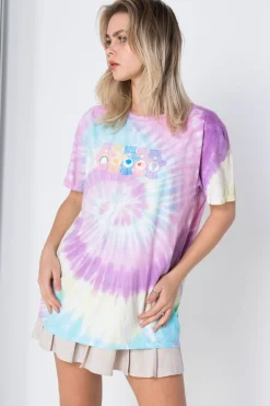 Women Daisy Street T-Shirts-Licensed T-Shirt With Tie-Dye Care Bears Print