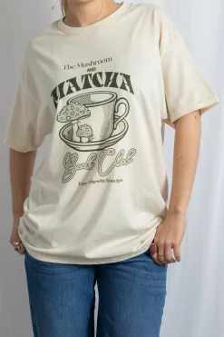 Women Daisy Street Tops | T-Shirts-Matcha Book Club Oversized Tee