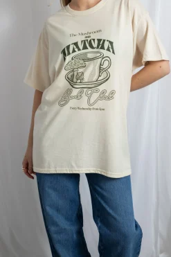Women Daisy Street Tops | T-Shirts-Matcha Book Club Oversized Tee